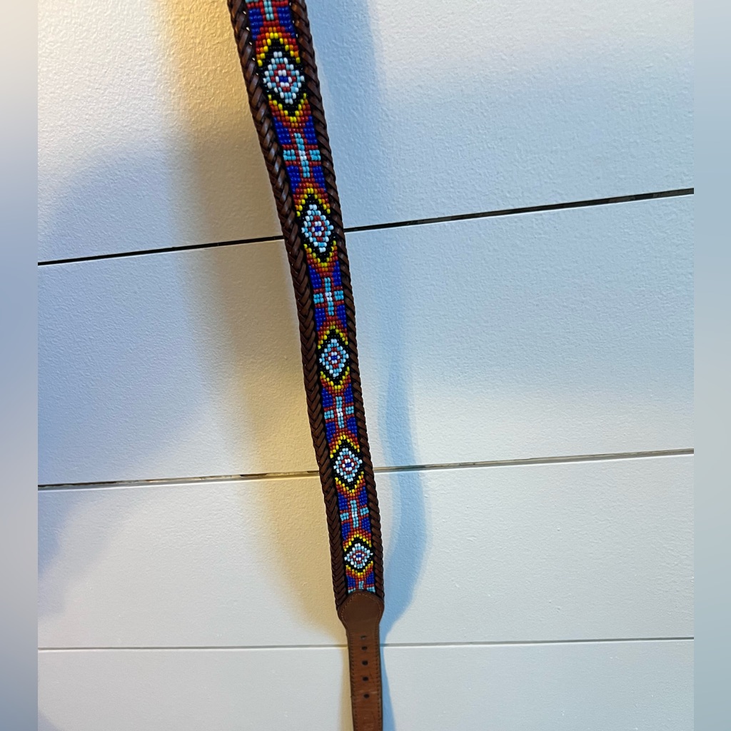 Multi Colored Leather Bead Belt 1991 Date Stamp No Brand